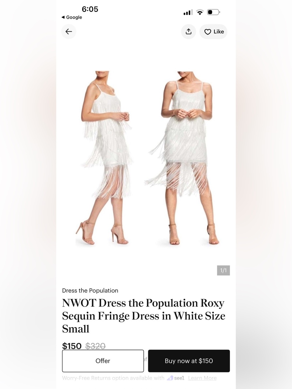 Dress the Population Ivory Sequin Fringe Slip - Picture 5 of 5